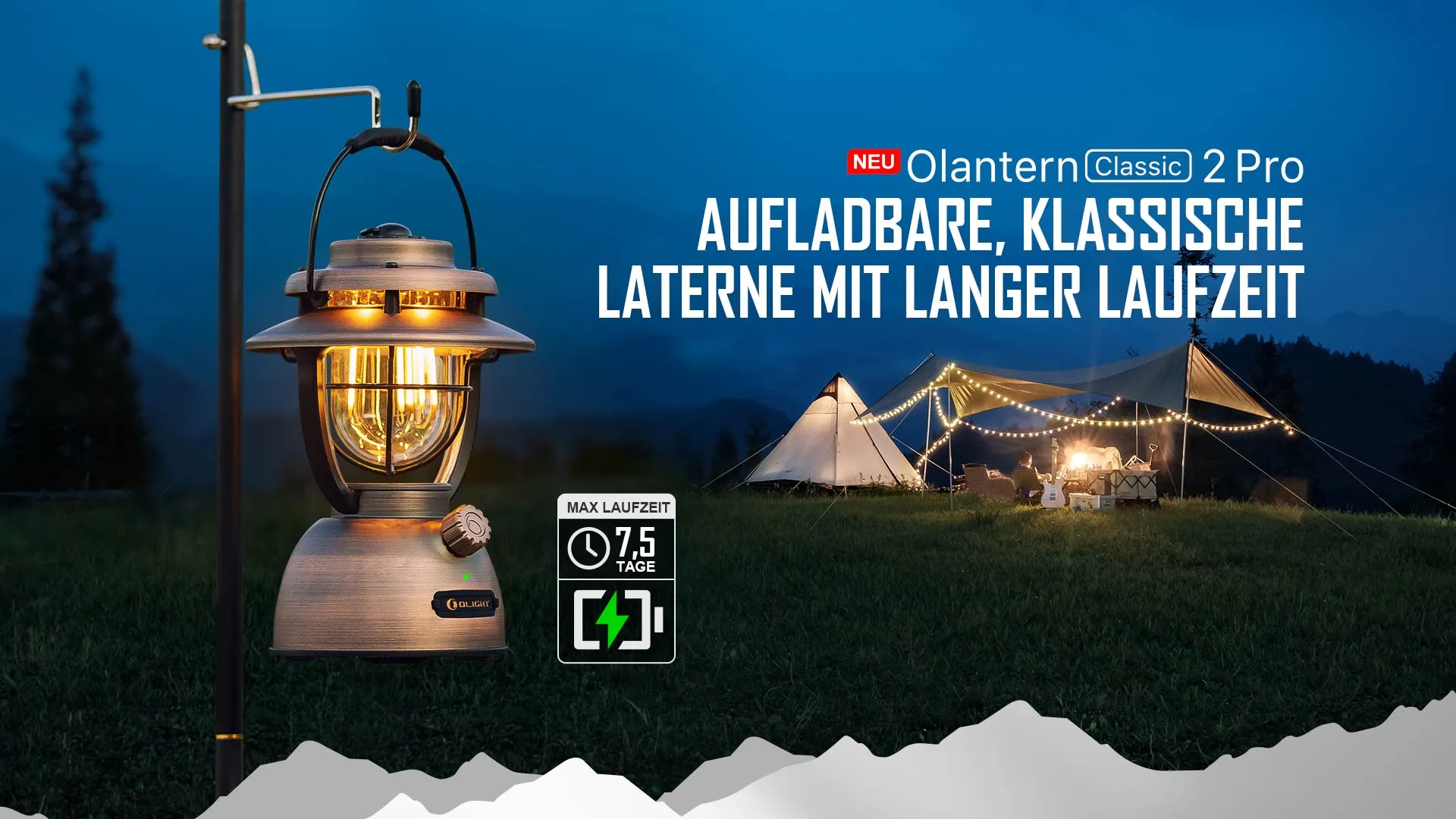 Olight Olantern Classic 2 Pro: Aufladbare, klassische Laterne mit langer Laufzeit von bis zu 9 Tagen für Camping.