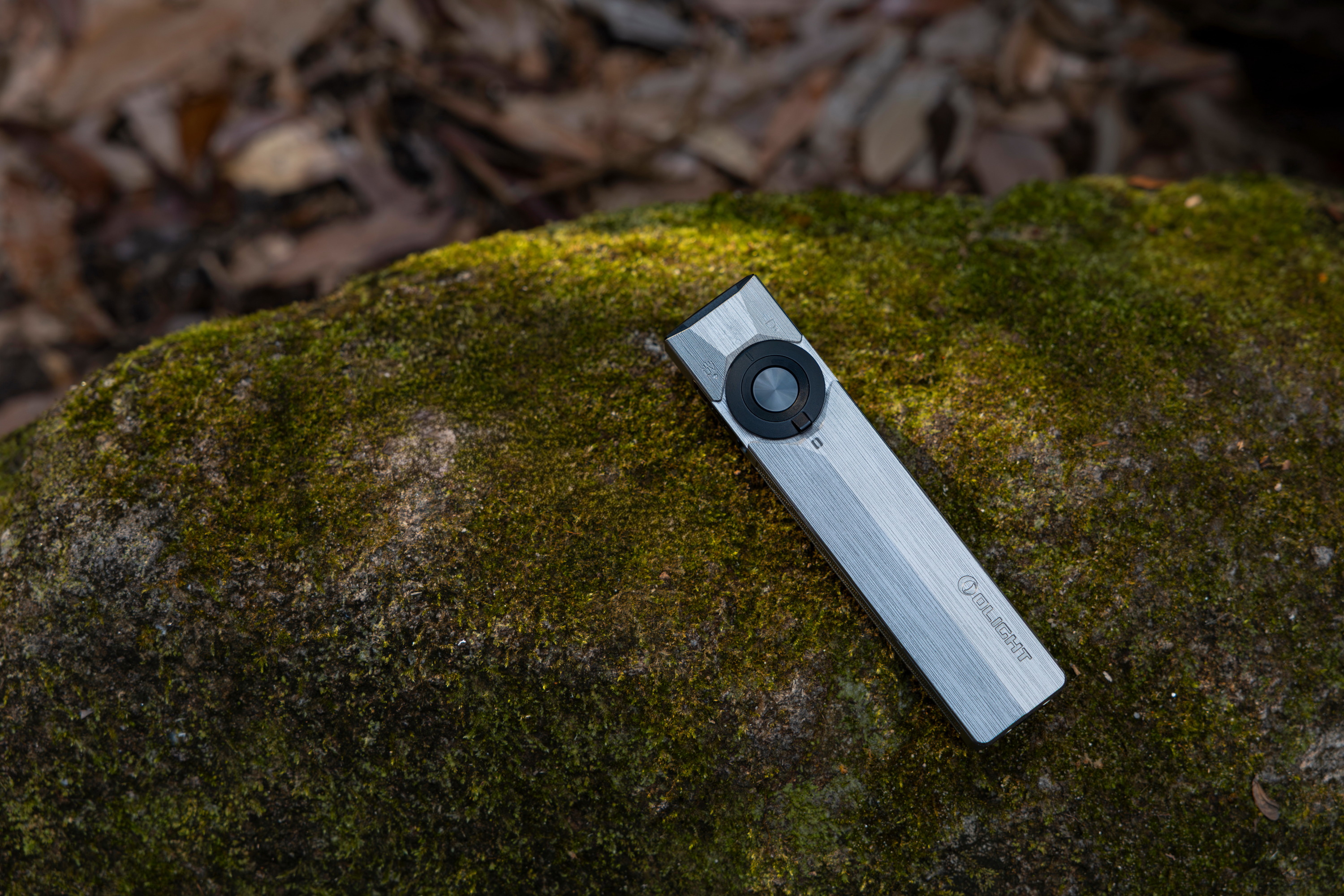 Detail shot of the TA2 commercially pure titanium construction on Olight premium gear