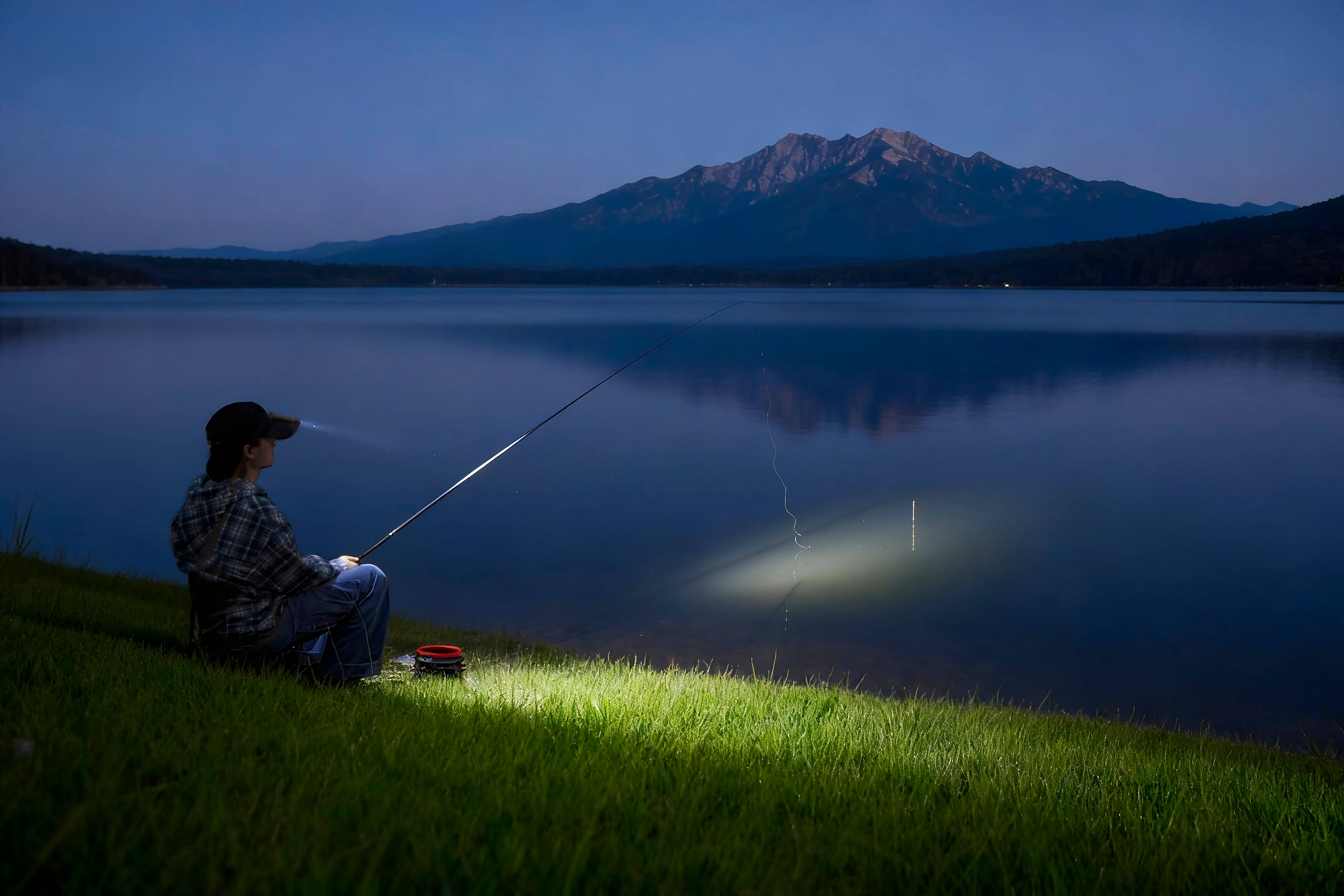 Night fishing pier setup