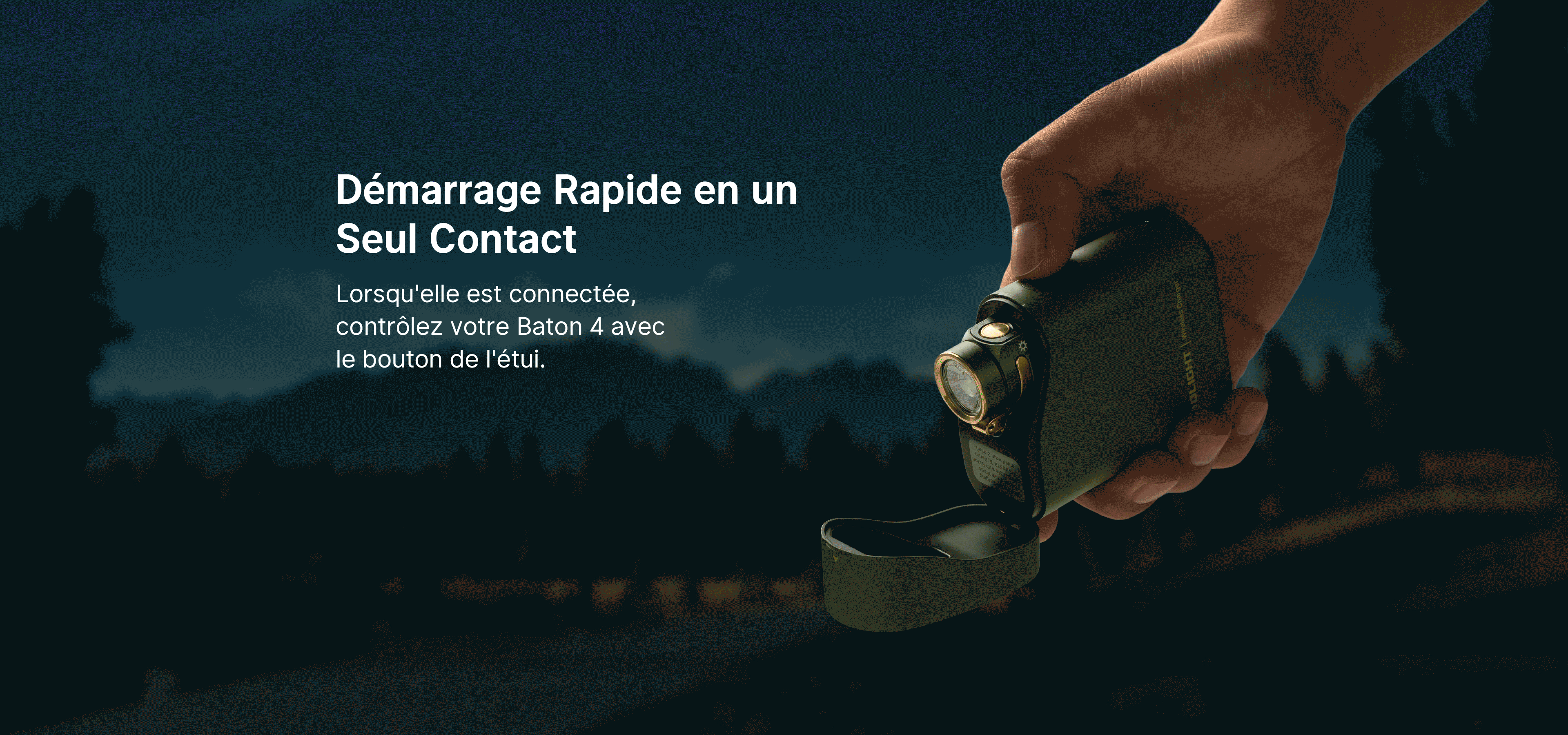 Utilisation du bo&icirc;tier de charge premium de la Olight Baton 4.