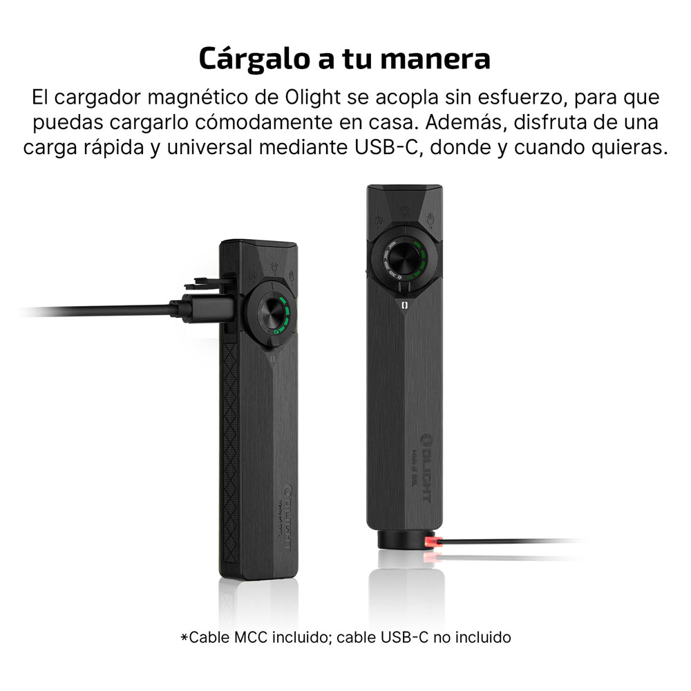 Sistema de carga USB-C y magnético de Olight