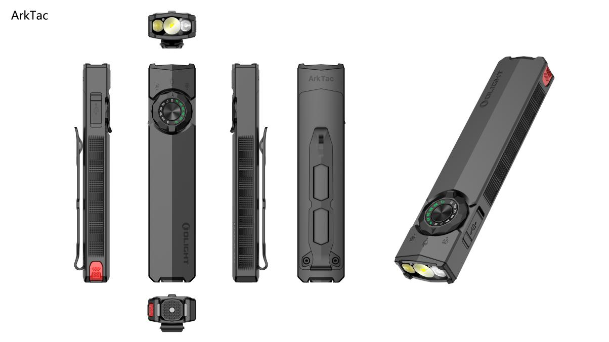 Olight ArkTac grise sous diff&eacute;rents angles