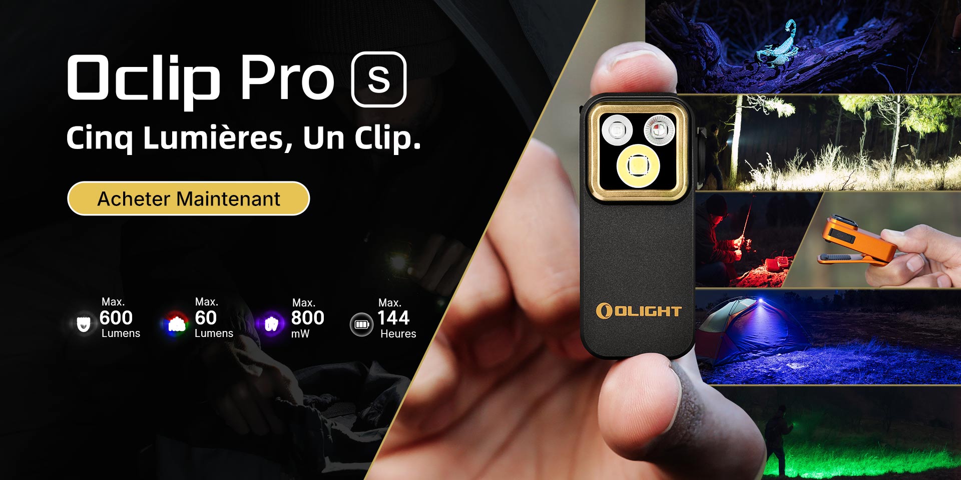 Lampe &agrave; clip Olight Oclip Pro S avec mode UV 365nm