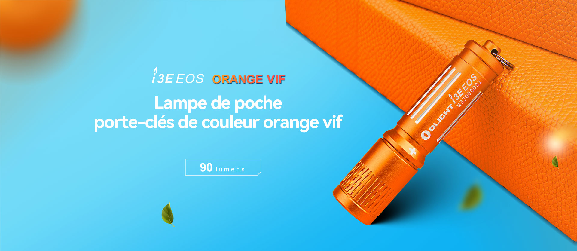 Lampe de poche porte-cl&eacute;s Olight i3E EOS orange vif de 90 lumens