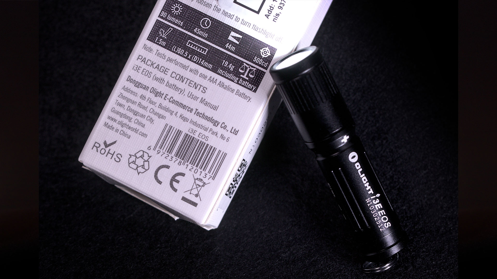 Mini lampe de poche porte-cl&eacute;s Olight i3E EOS pour bo&icirc;te &agrave; gants et secours voiture