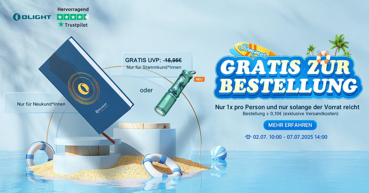 Gratis Geschenke für Olight Kunden während des Sommer Sales