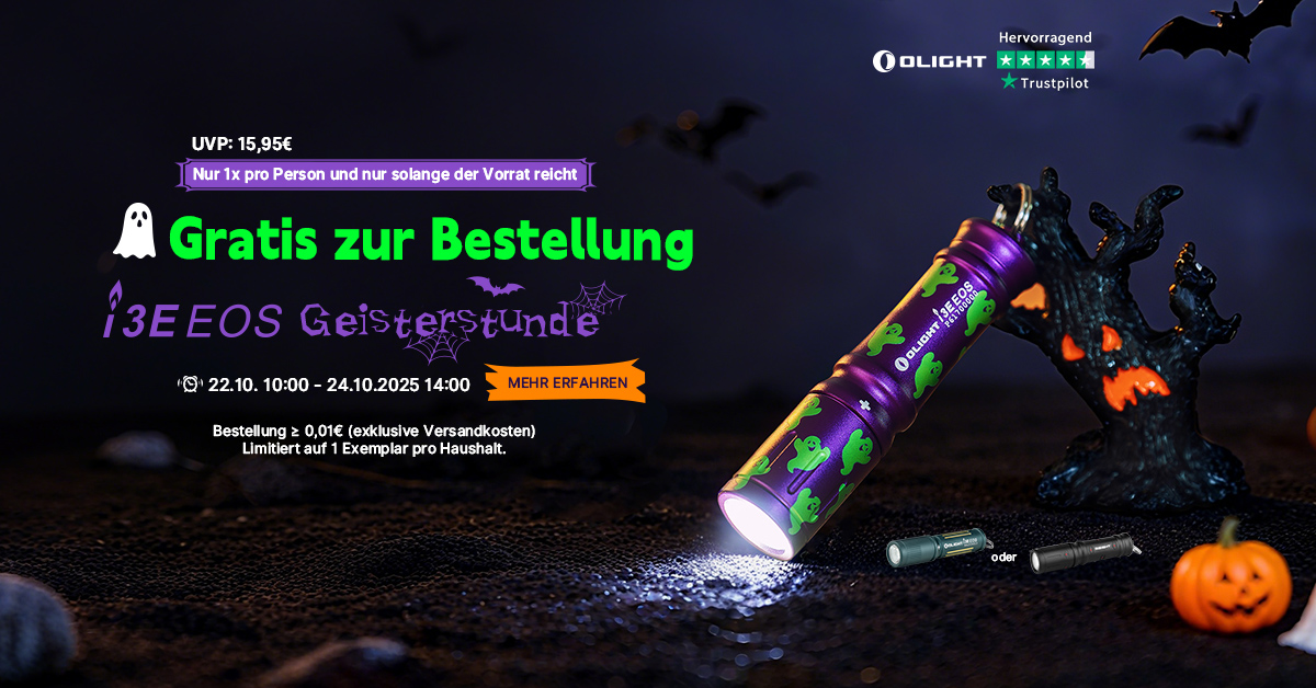 Olight i3E EOS Taschenlampe in Lila mit Geister-Muster