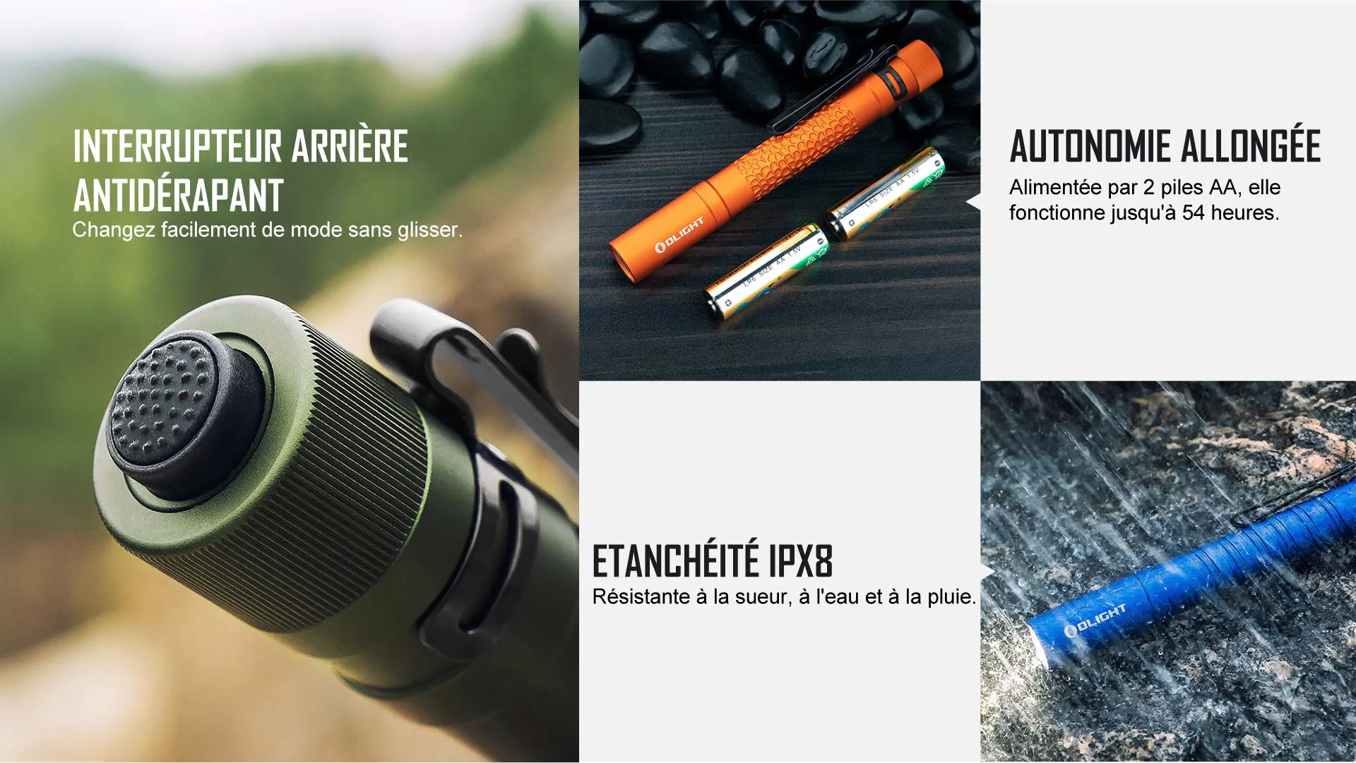 Lampe torche Olight i5T Plus &eacute;tanche IPX8 avec interrupteur arri&egrave;re