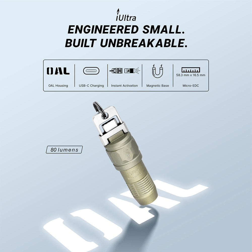 iUltra Micro-EDC keychain flashlight with OAL housing