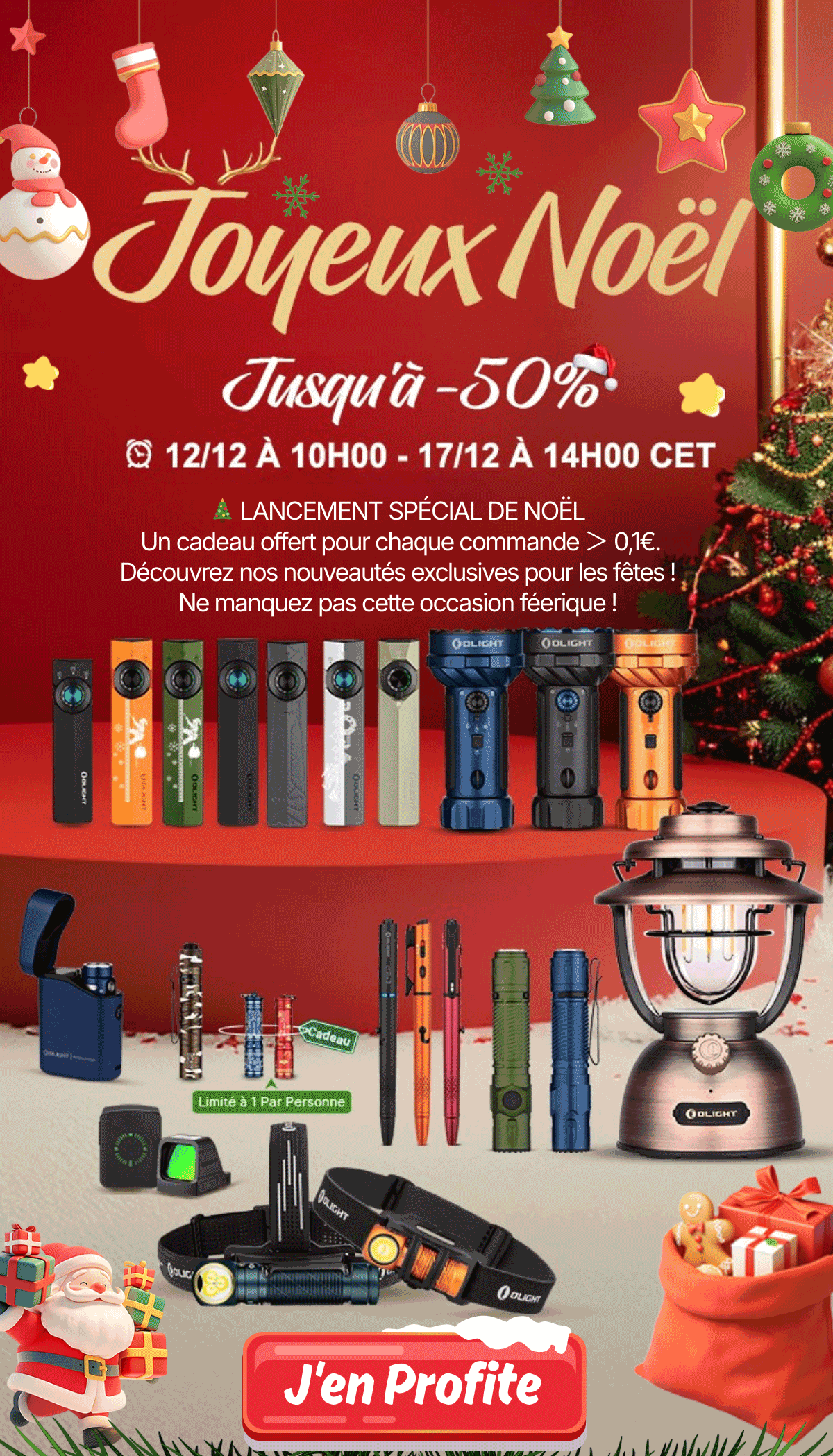 Olight Joyeux Noël: Lancement spécial fêtes avec jusqu'à -50% sur torches, lampes frontales, stylos et accessoires Olight.