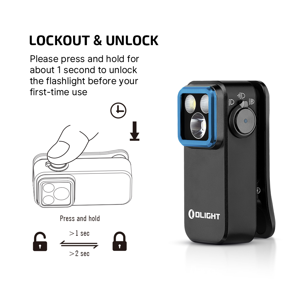 Olight Oclip Pro lockout and unlock instructions for safe daily carry.