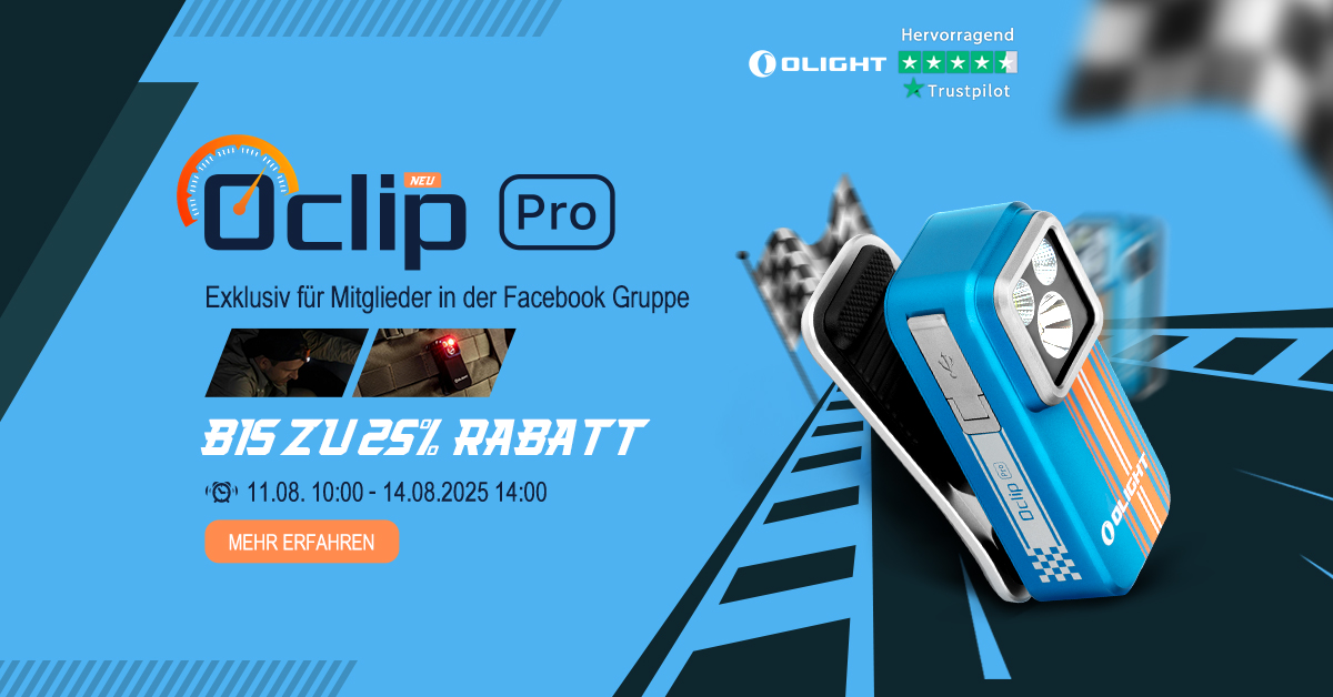 Nahaufnahme der neuen Olight Oclip Pro Clip-Lampe
