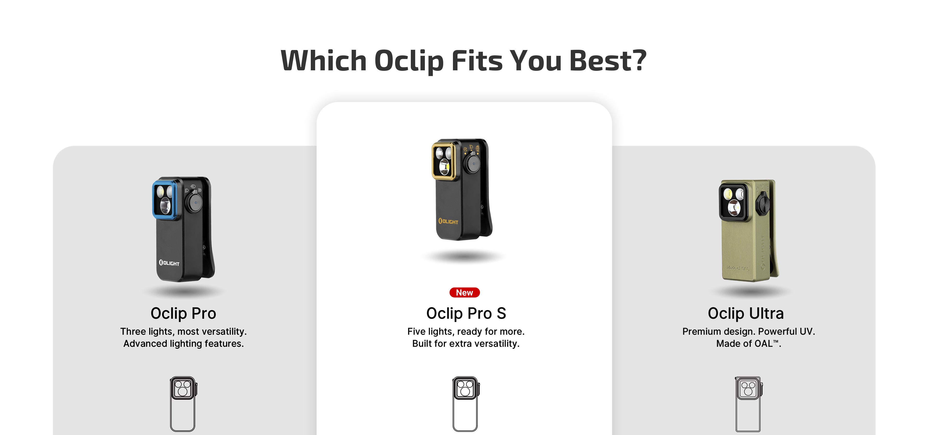 Oclip Pro S 5 in 1 EDC Clip Flashlight UV RGB Magnetic Light - Olight ...