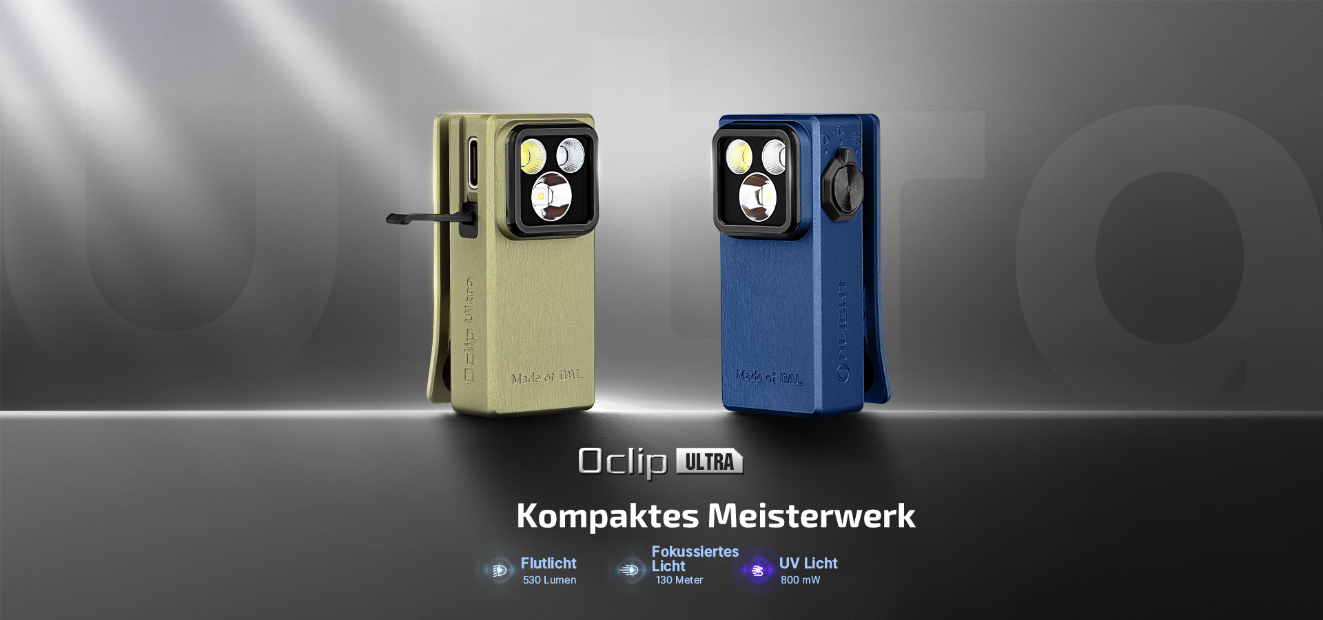 Olight Oclip Ultra: Kompakte Clip-Taschenlampe mit 530 Lumen Flutlicht und 800mW UV-Licht