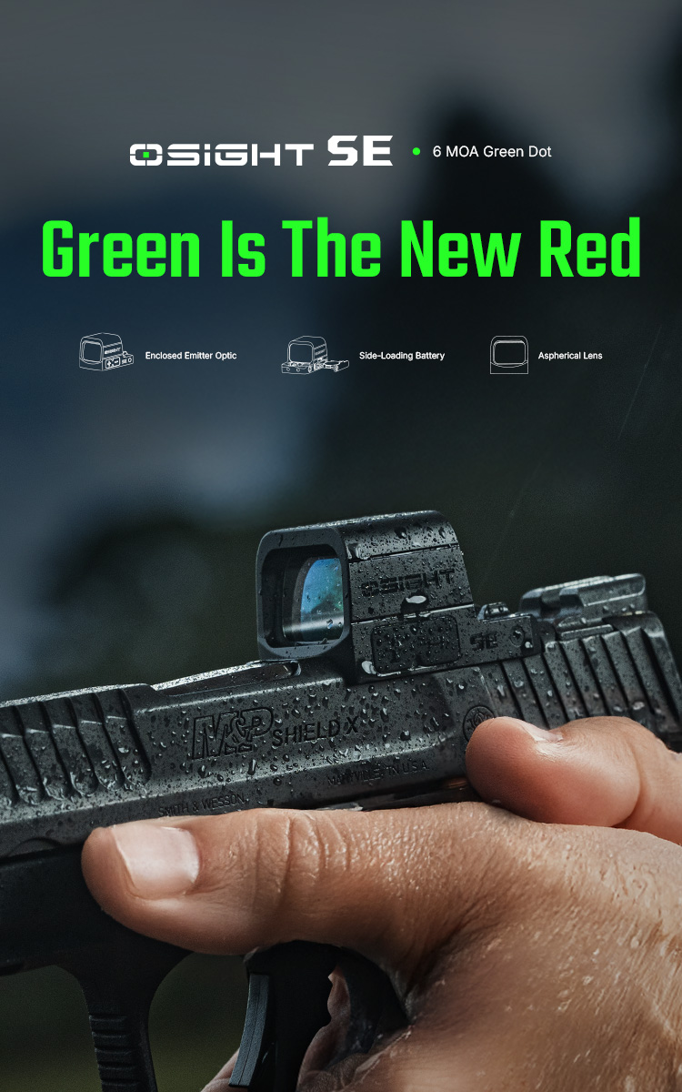 Osight SE RMSc Footprint Enclosed 6 MOA Green Dot Sight with Side