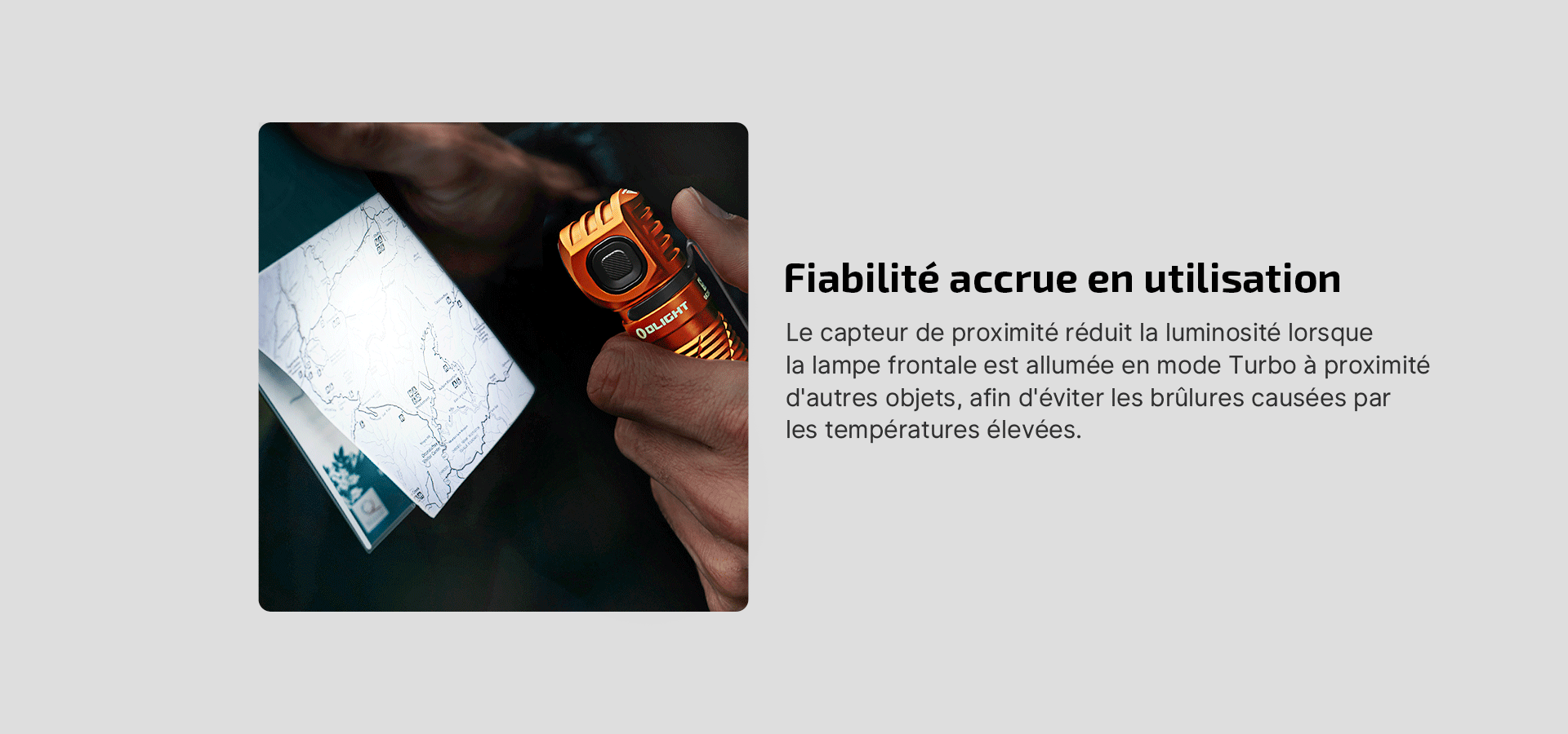 Lampe frontale Olight Perun 3 orientable avec faisceau blanc et rouge
