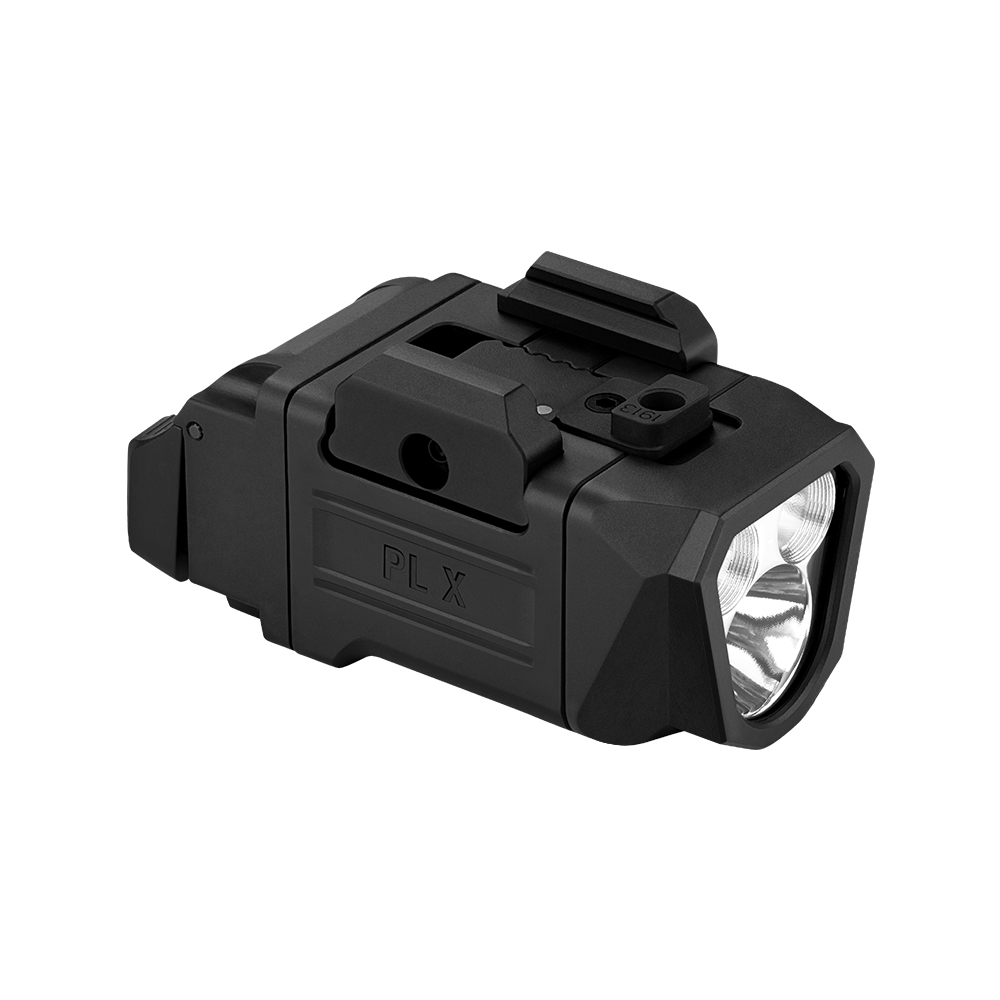 PL X Tactical Weapon Light, compact black LED pistol light with Picatinny rail mount