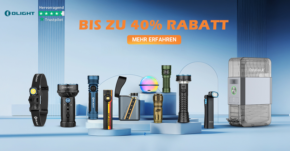 Olight Rabattaktion mit bis zu 40% Rabatt auf Taschenlampen und Zubehör