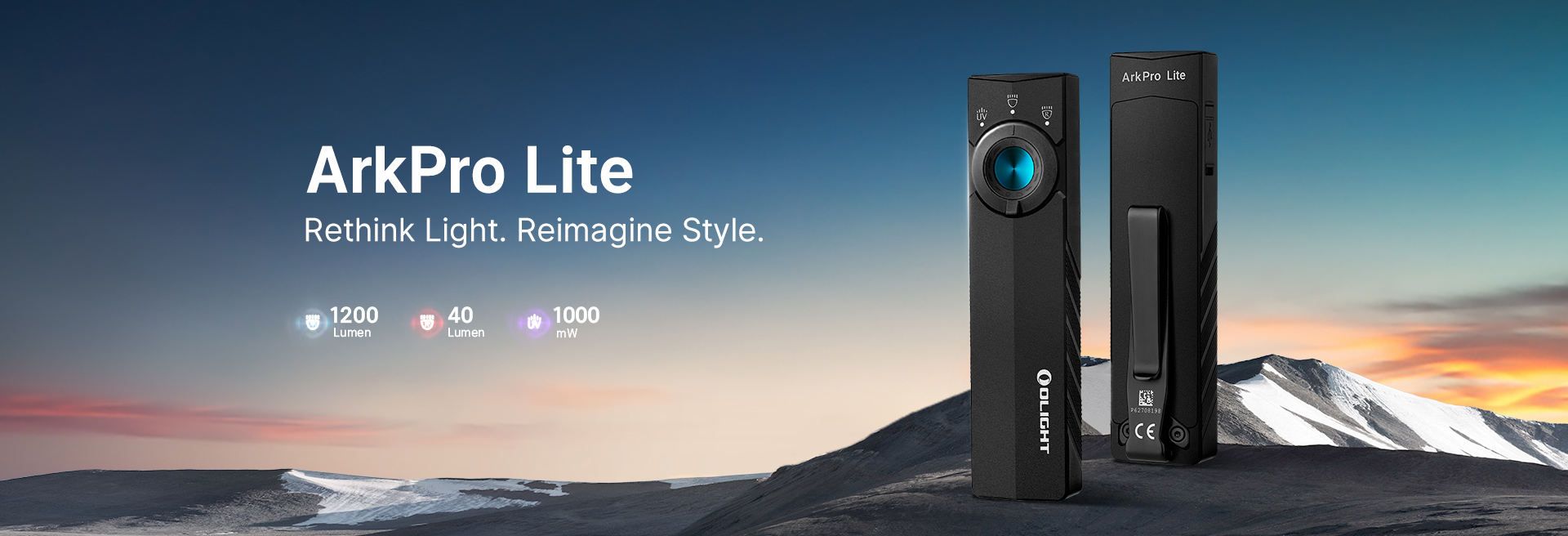 Olight ArkPro Lite LED-Taschenlampe mit Weiß-, Rot- und UV-Licht