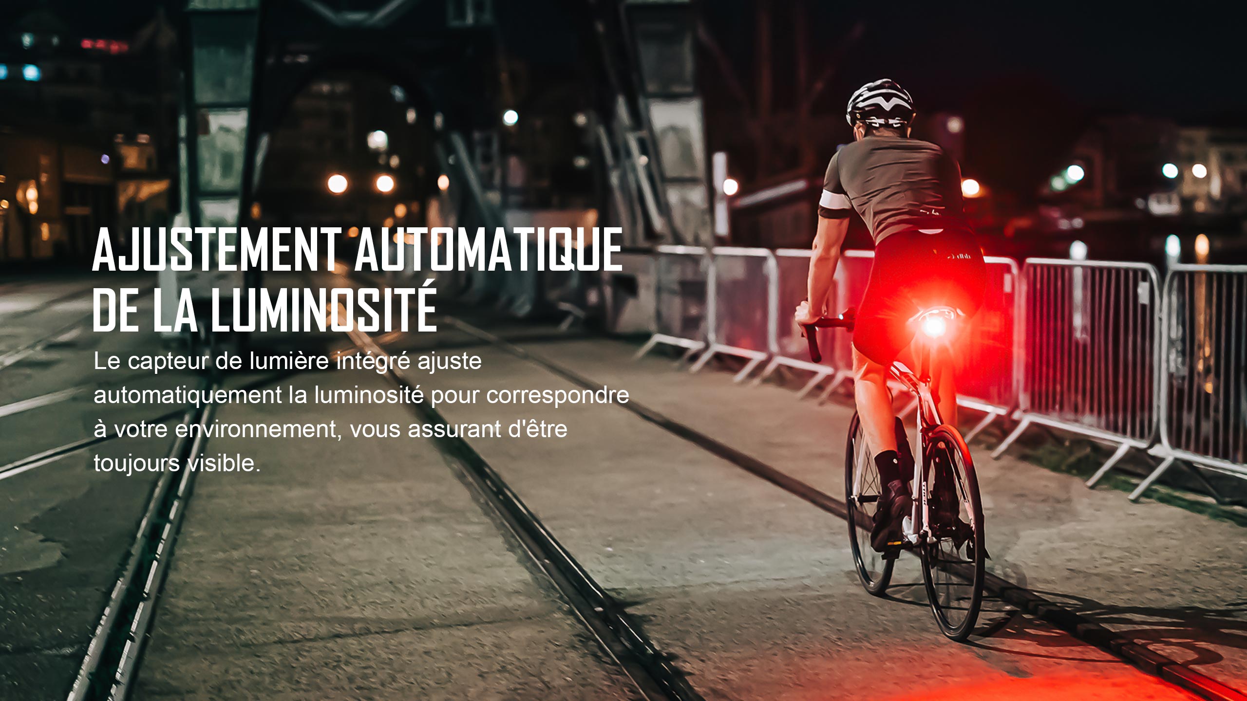 Feu arrière intelligent Olight RN 120 C avec fonction feu stop pour cyclisme urbain.