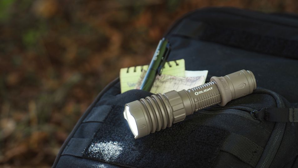 Flashlight on backpack