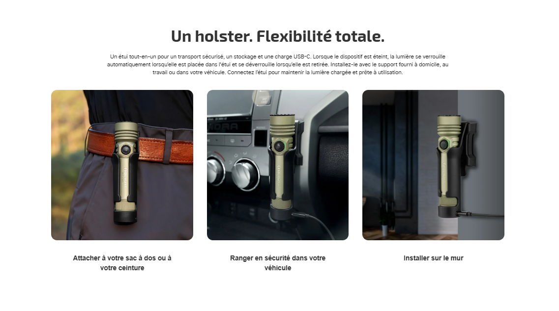 Holster pour lampe torche Olight Seeker Ultra avec charge USB-C