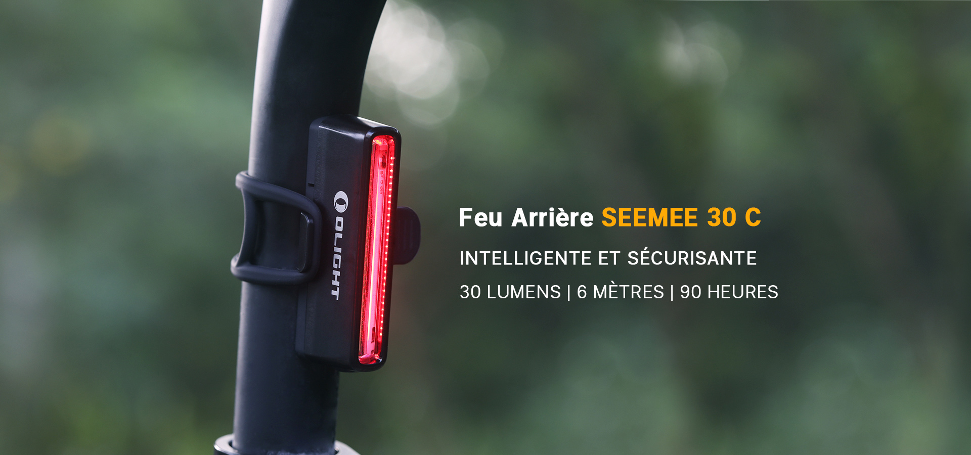 Feu arri&egrave;re de v&eacute;lo Olight SEEMEE 30 C mont&eacute; sur tige de selle