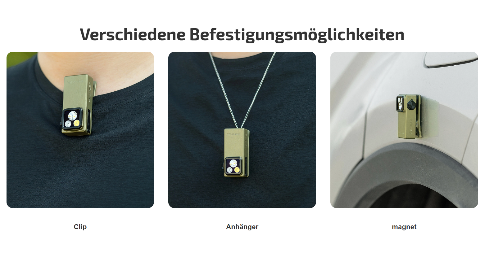 Kompakte LED-Taschenlampe mit vielseitigen Befestigungsmöglichkeiten: Praktischer Clip am Kragen oder magnetisch haftend an Oberflächen