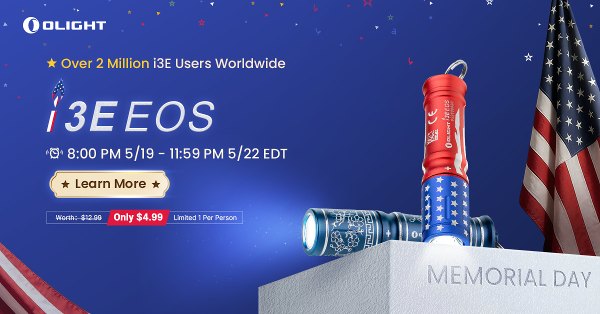 Olight i3E EOS Memorial Day Sale Blue Porcelain pattern