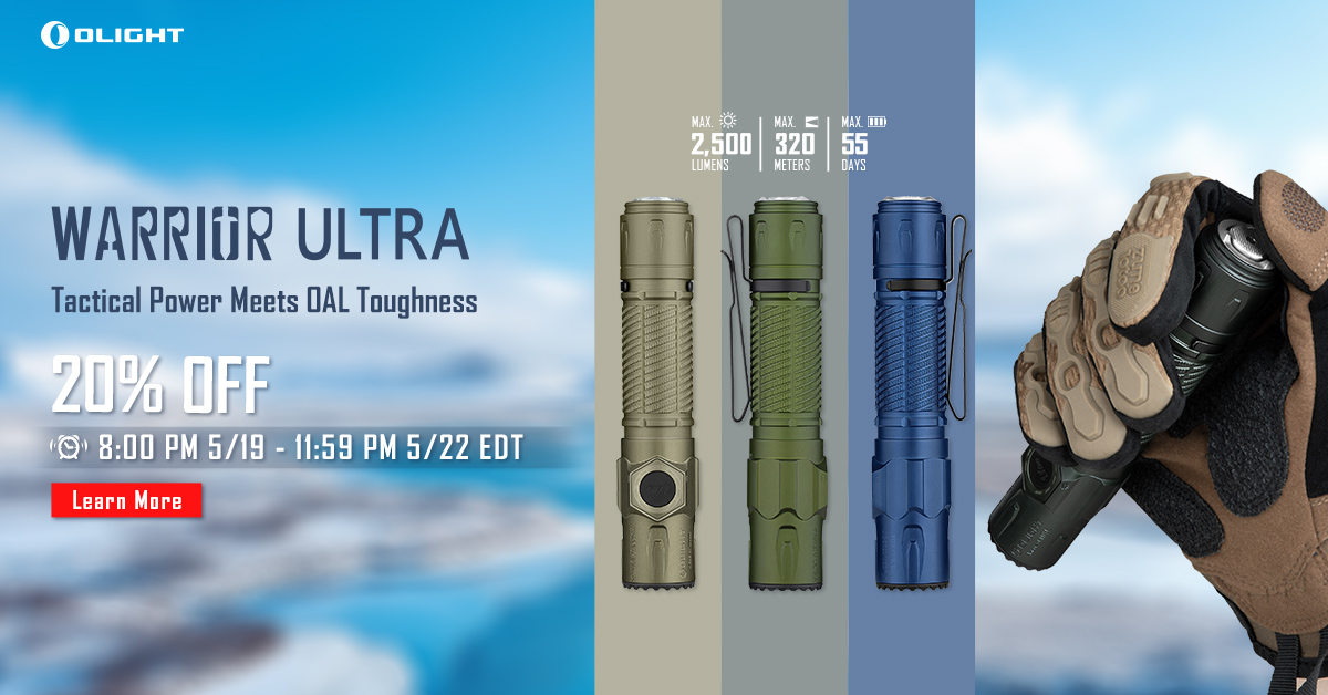 Olight Warrior Ultra tactical flashlight sale banner