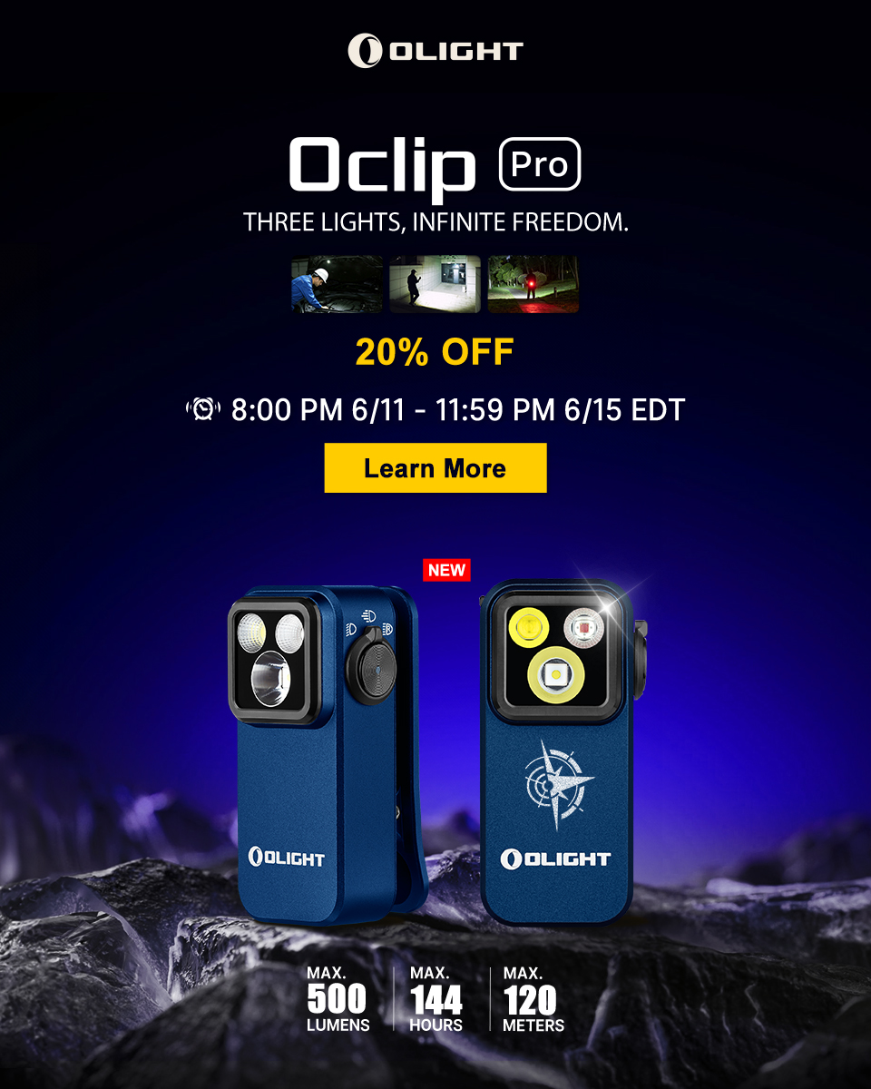 Olight Oclip Pro EDC Clip-on Flashlight 20% OFF