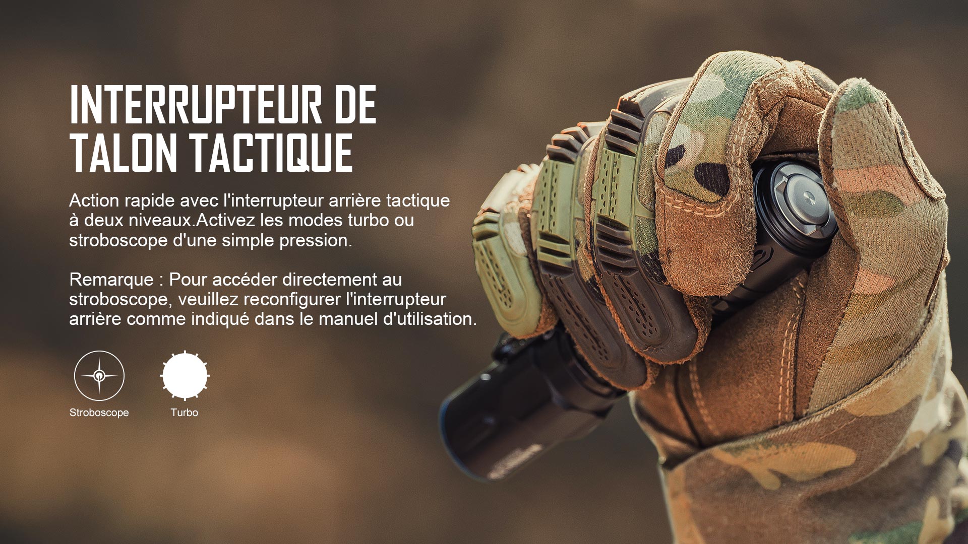 Lampe tactique Warrior 3S avec acc&egrave;s rapide aux modes