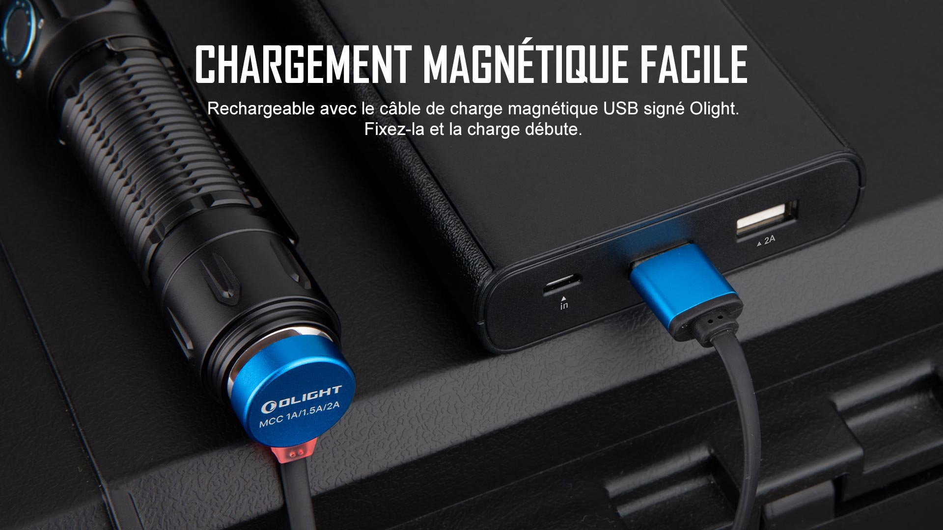 Olight Warrior 3S en recharge magn&eacute;tique