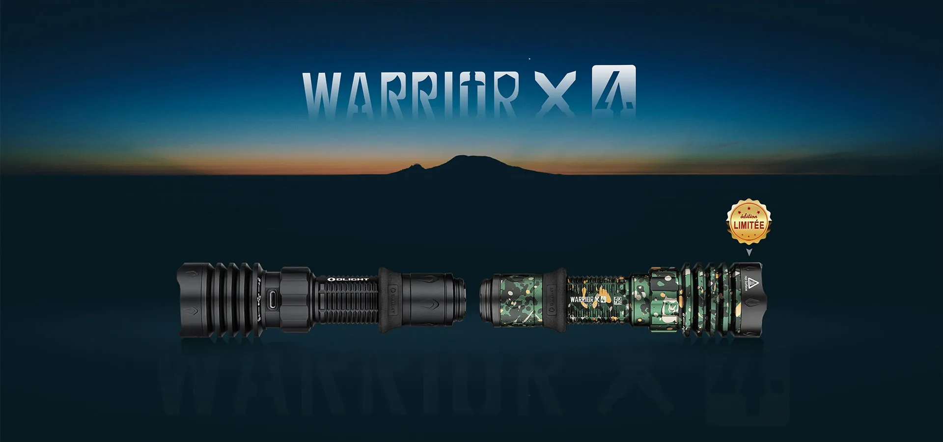 Lampe torche tactique Olight Warrior X 4 robuste et rechargeable en environnement naturel
