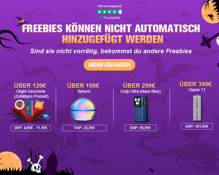 Halloween-Special mit Gratis-Geschenken bei Olight