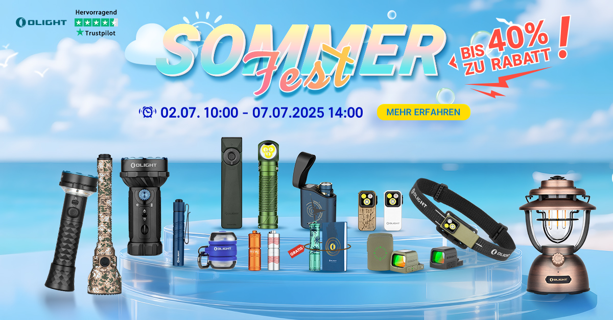 Olight Sommer Fest mit Rabatten auf Outdoor-Taschenlampen und Stirnlampen