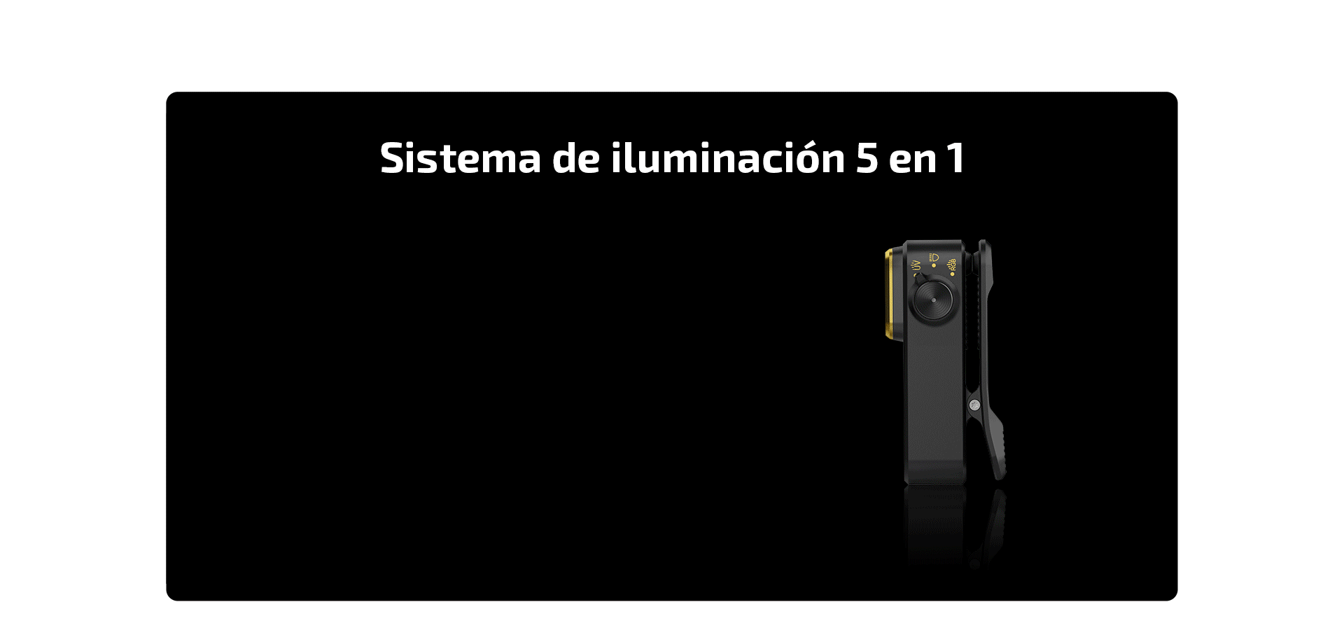 Sistema de iluminación 5 en 1: linterna compacta y versátil con modos de luz UV y RGB