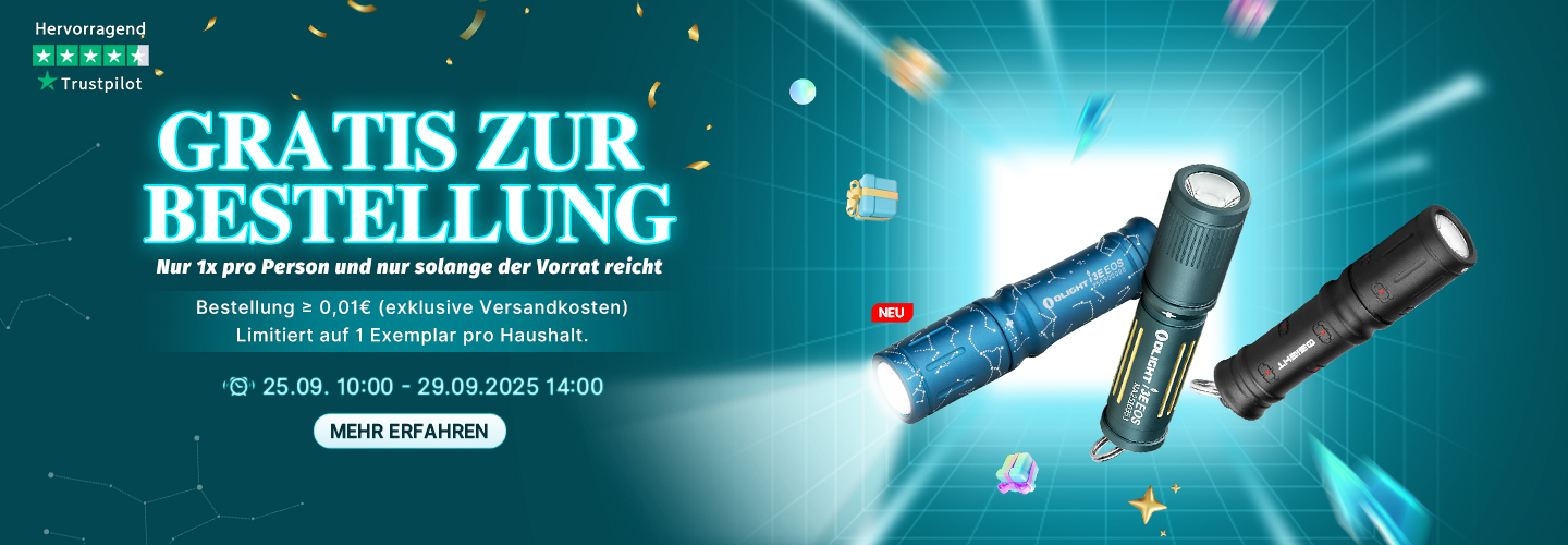 Olight Promotion mit gratis Taschenlampe bei Bestellung